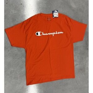 Champion Orange XL T-Shirt NWT Classic Script Logo Authentic Athleticwear‎